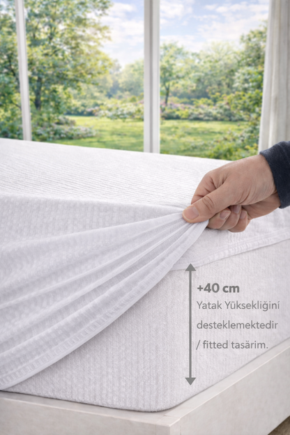 Winter Home Pamuklu Fitted Sıvı Geçirmez Alez 3D Üç Boyutlu Yatak Koruyucu