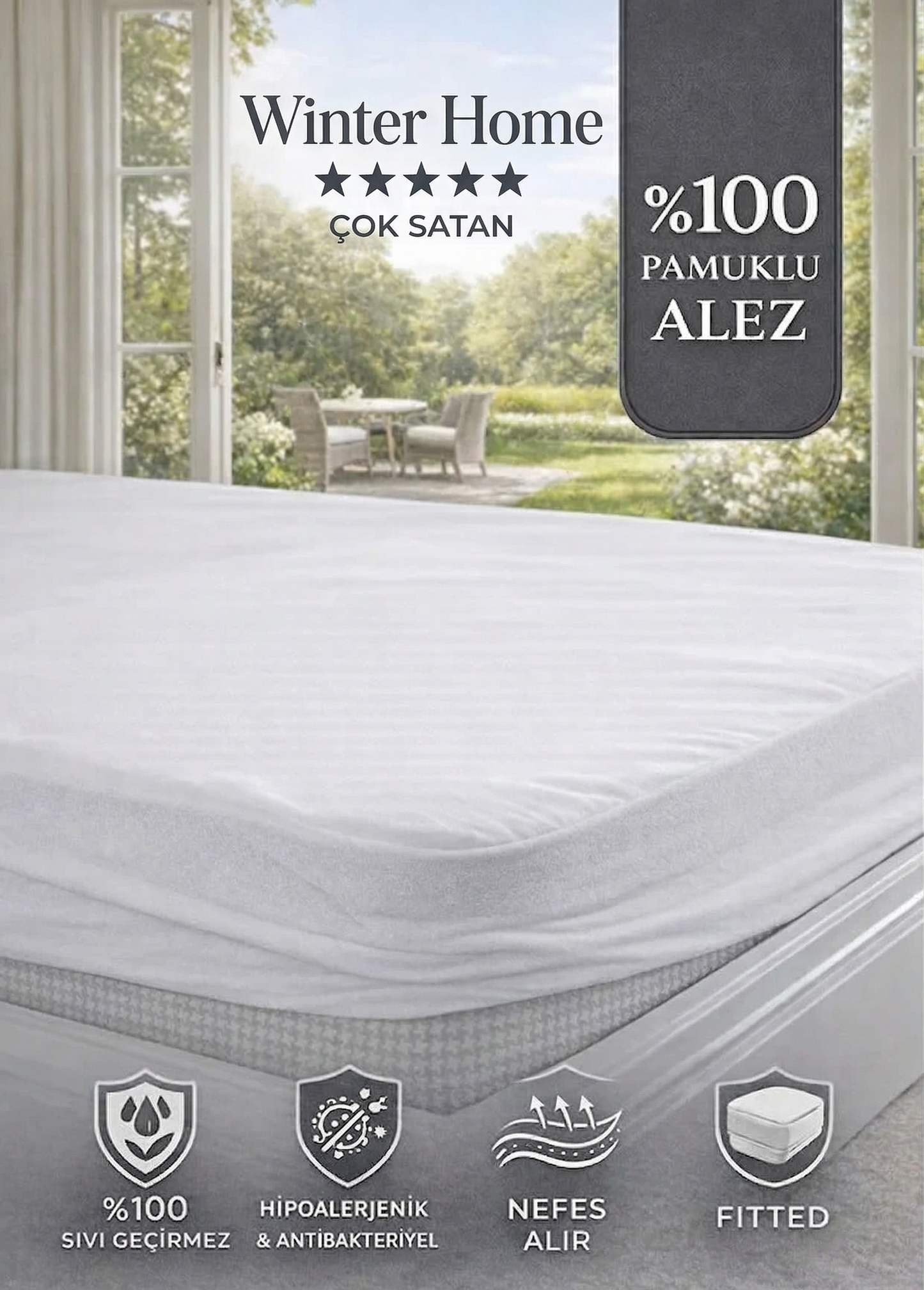 Winter Home Eco Mod Havlu Alez %100 Pamuk Sıvı Geçirmez Alez