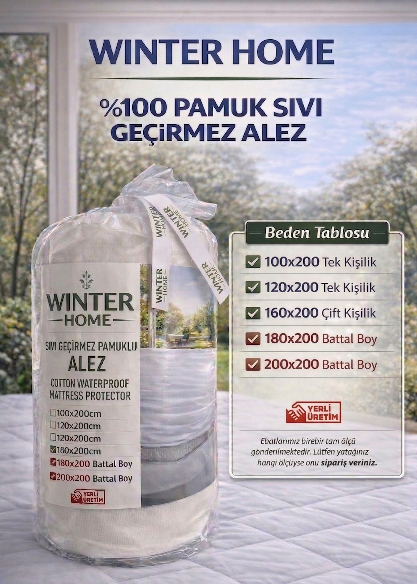Winter Home Eco Mod Havlu Alez %100 Pamuk Sıvı Geçirmez Alez