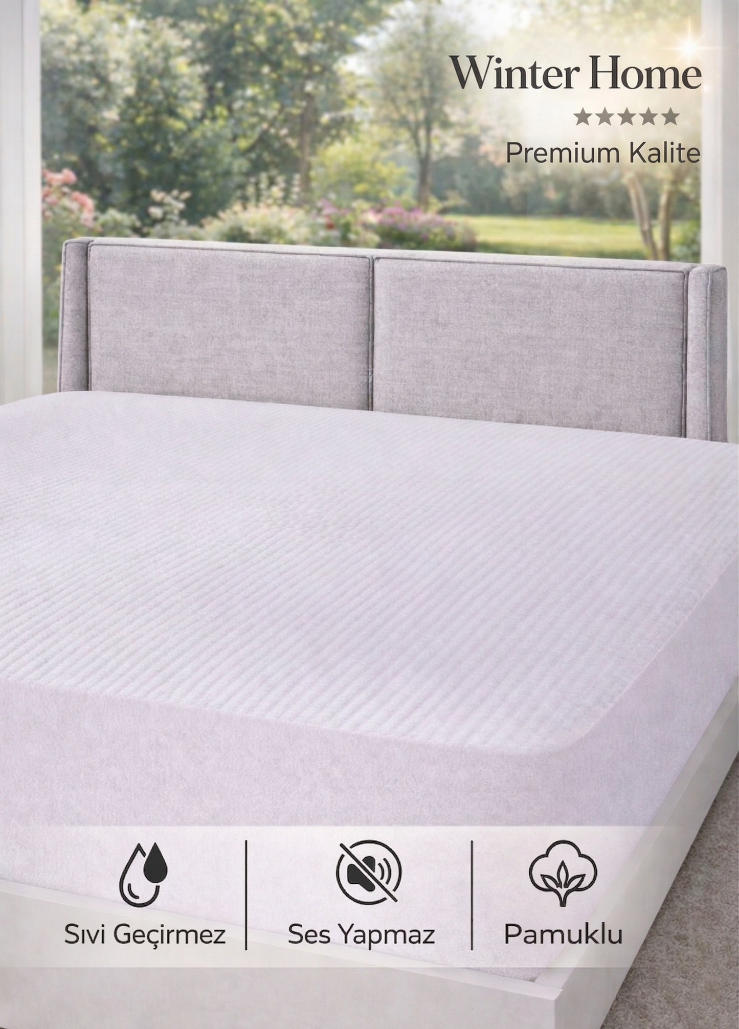 Winter Home Pamuklu Fitted Sıvı Geçirmez Alez 3D Üç Boyutlu Yatak Koruyucu