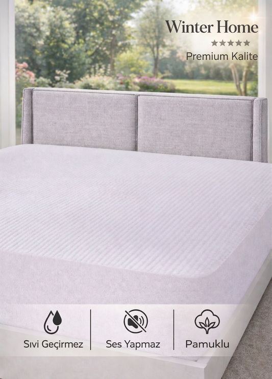 Winter Home Pamuklu Fitted Sıvı Geçirmez Alez 3D Üç Boyutlu Yatak Koruyucu